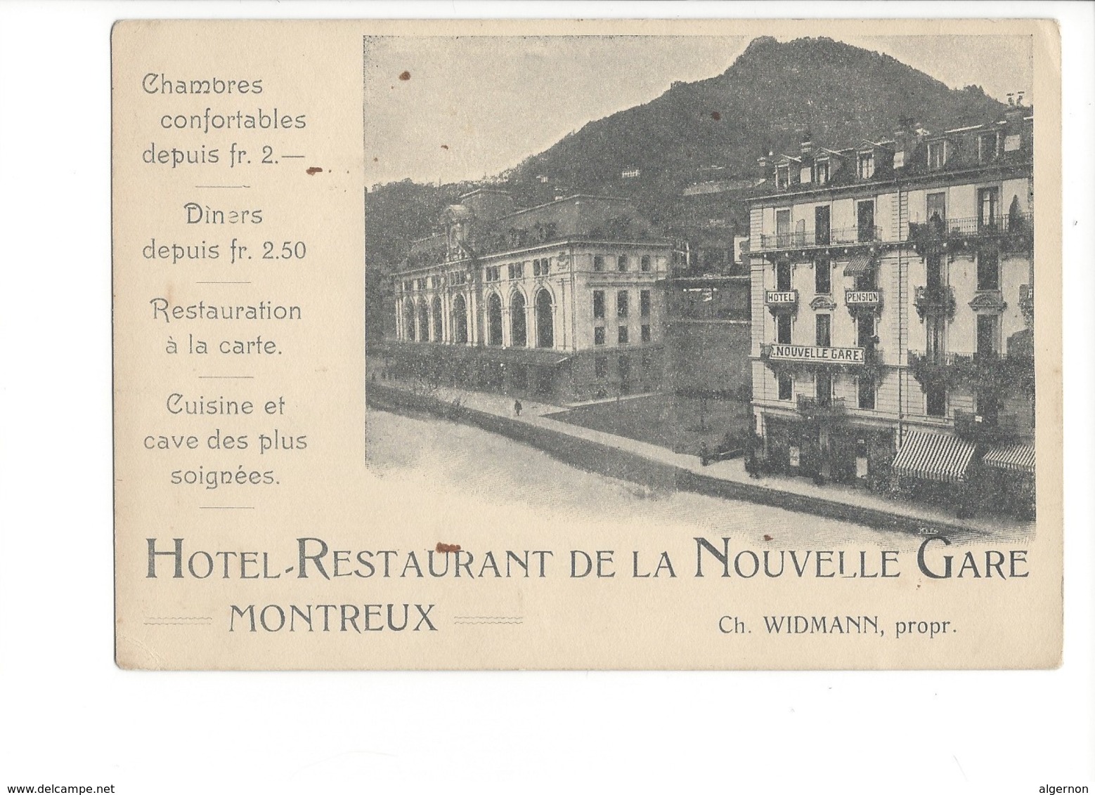 22269 - Montreux Hôtel Restaurant De La Nouvelle Gare + Cachet Verso (format 10 X 15) - Montreux