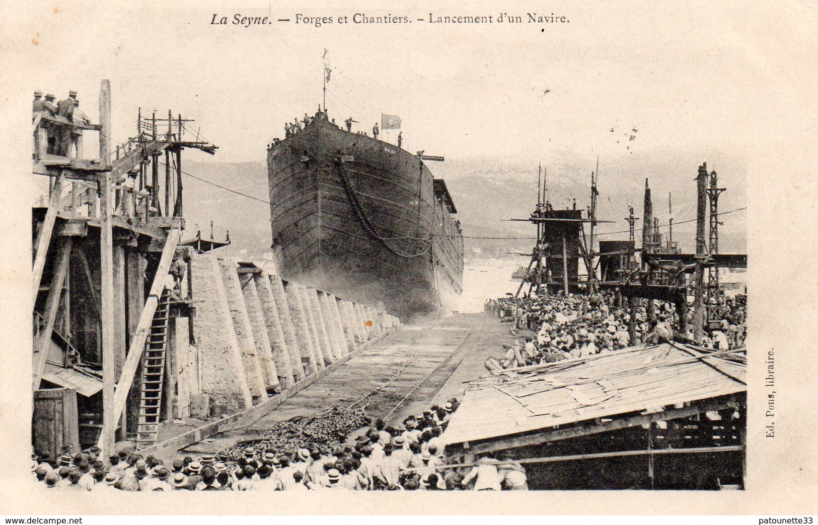 83 LA SEYNE SUR MER FORGES ET CHANTIERS MEDITERRANEE LANCEMENT D" UN NAVIRE LE WALOU - La Seyne-sur-Mer