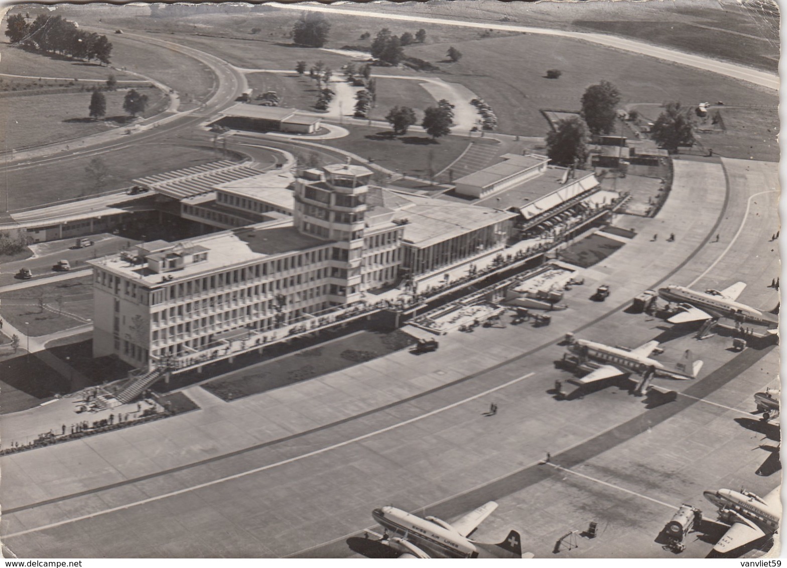 AEROPORTO-AEROPORT-AIRPORT-FLUGHAFEN-AERODROM-=ZURICH KLOTEN =-VIAGGIATA NEL 1958 - Aerodromi