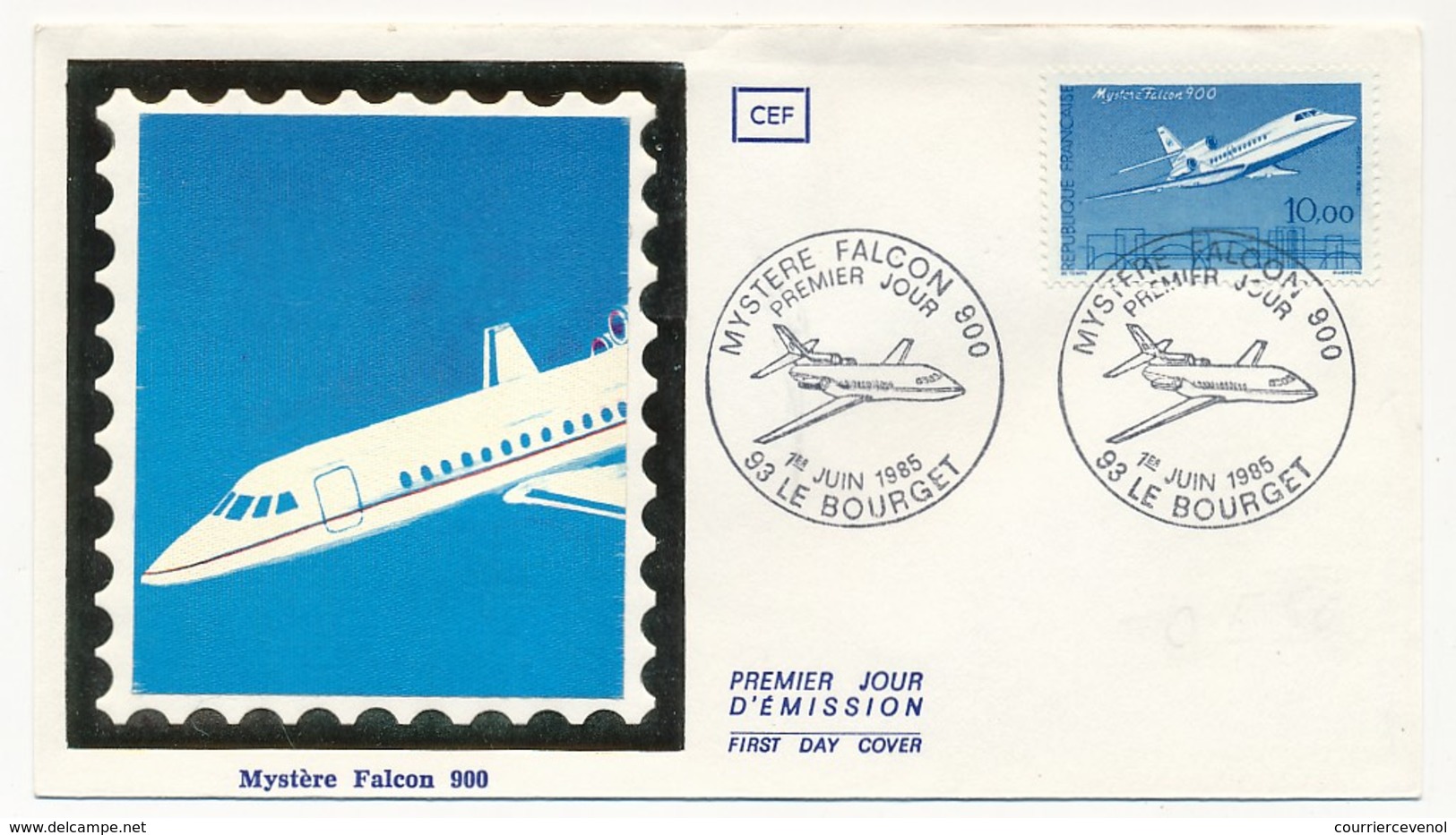 FRANCE - 2 Enveloppes FDC CEF Soie Et FDC - 10,00F Mystère FALCON 900 - Le Bourget 1er Juin 1985 - 1980-1989
