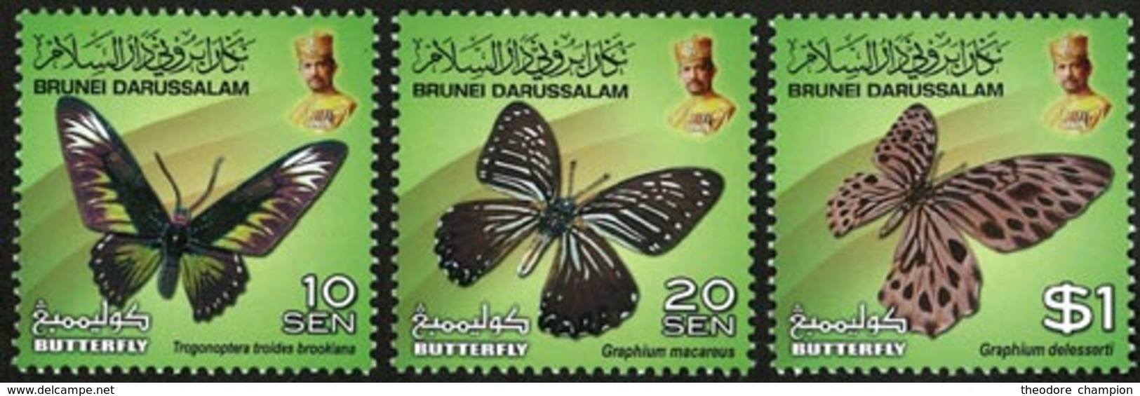 BRUNEI Papillons (10S-20S-1$) 3v 2013 Neuf ** MNH - Brunei (1984-...)