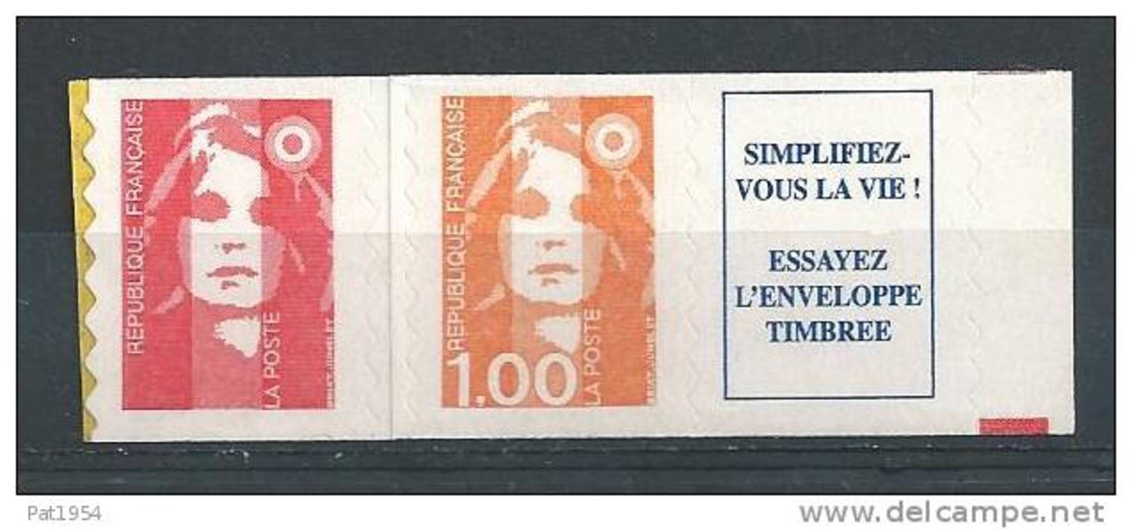 France 1996 Timbres Adhésifs Neufs Avec Vignette  Se Tenant ** Issus De Carnet N° 3009b  Cote 9 Euros - Neufs