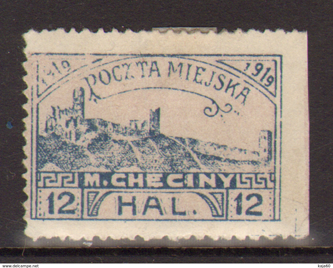 6. Poland 1919 June Checiny Local Philatelic Issue 12h Mint Perf Variety - Unused Stamps