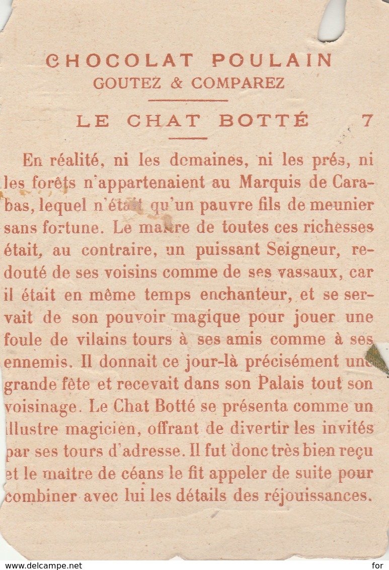 Chromos : Gaufré - Chocolat Poulain : Le Chat Botté - Chat Humanisé - N° 7 - Poulain