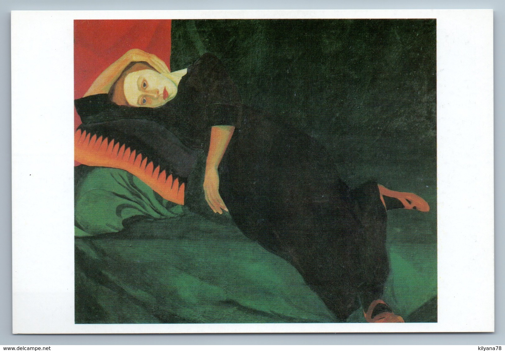 WOMAN On Sofa Self-Portrait Symbolism By Lermontova Rare Russia Postcard - Altri & Non Classificati