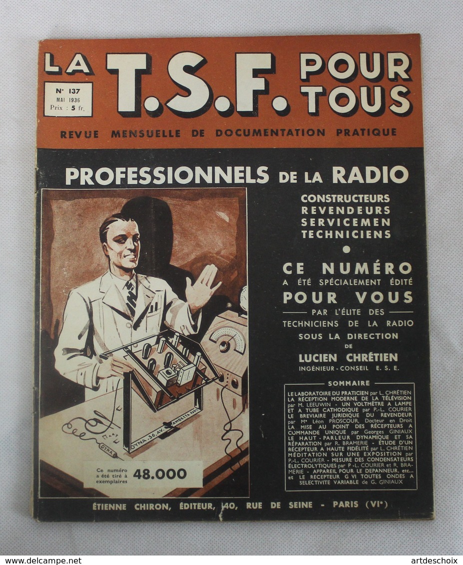 Revue-Magazine-LA-TSF-POUR-TOUS-N-137-MAI -1936-Récepteur à Commande Unique - 1900 - 1949