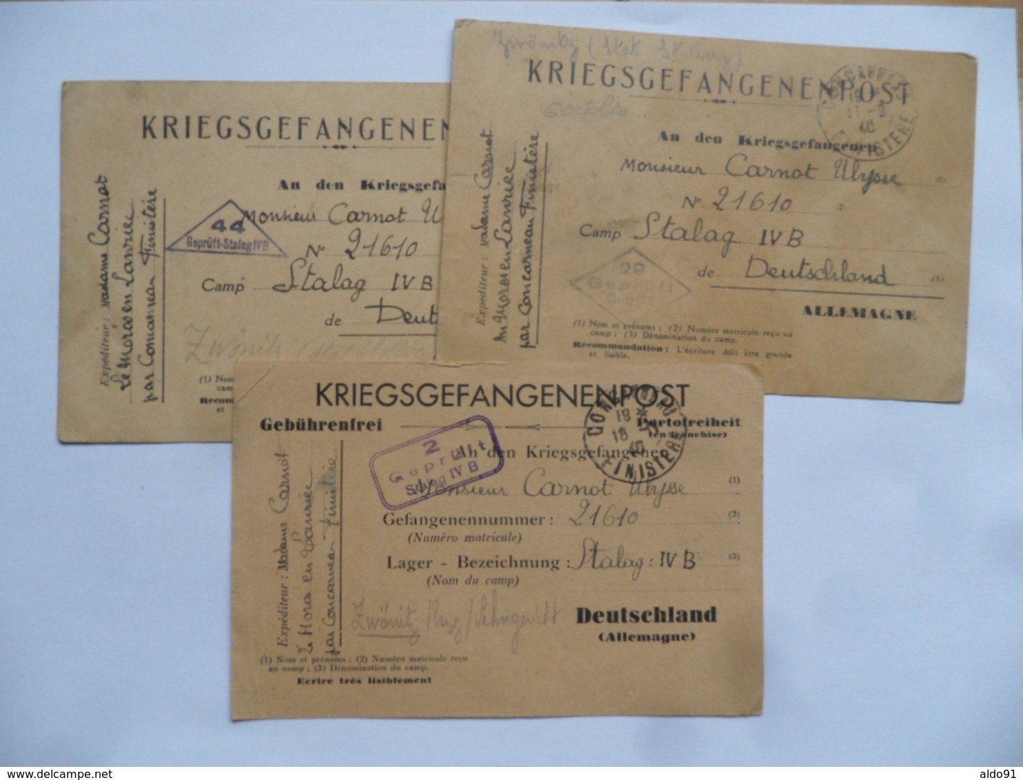 (Militaria - Période 1940..) - Lot (3) De 3 Cartes Postales De Prisonnier De Guerre - Stalag IV B........voir Scans - Other & Unclassified