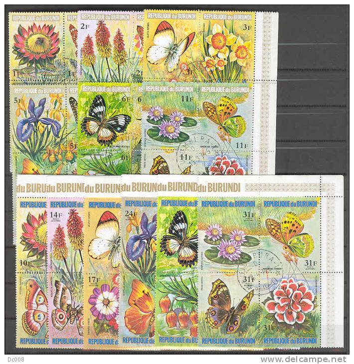 Burundi COB 580/03+airmail 289/12 Butterflys-Flowers Used - Oblitérés