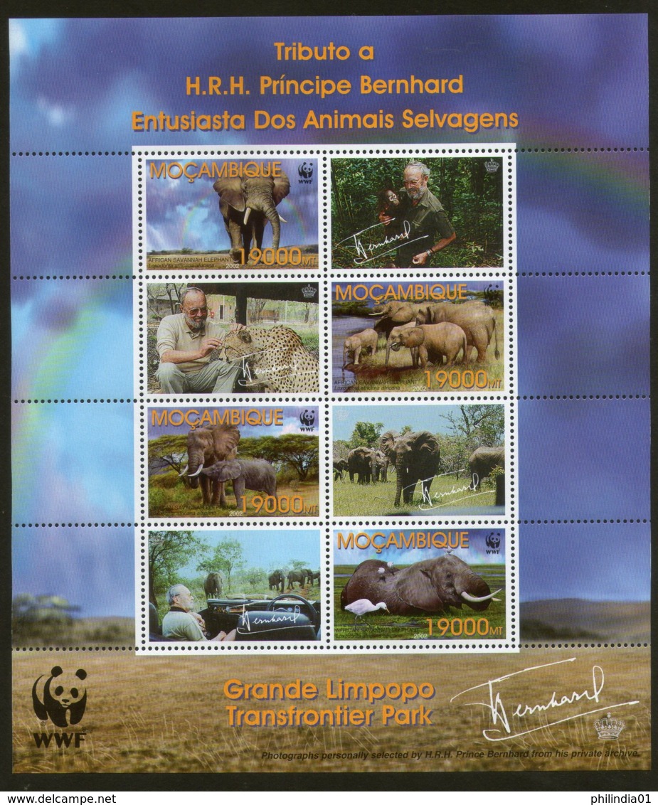 Mozambique 2002 WWF Savannah Elephant Wildlife Sc 1587 Special Edition M/s MNH # 314Sp - Unused Stamps