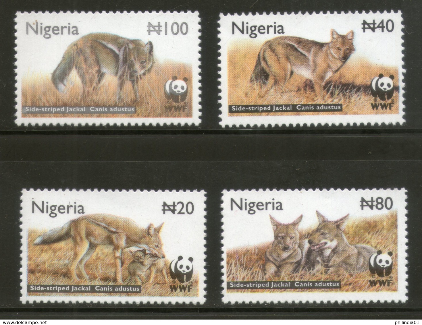 Nigeria 2003 WWF Side-striped Jackal Wildlife Animal Fauna Sc 759-62 MNH # 335 - Unused Stamps