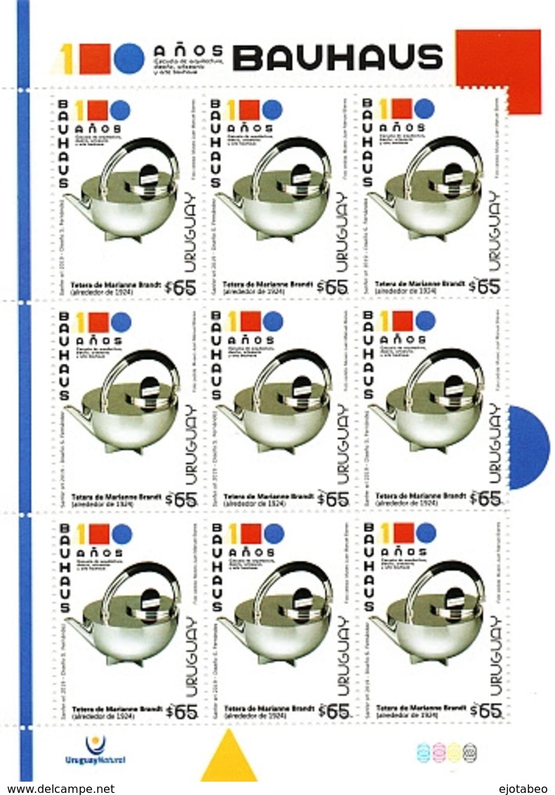 1683c URUGUAY 2019-En Plancha X 9 €   "100 Años De La Bauhaus"TT: Aniversarios,Diseños - Uruguay