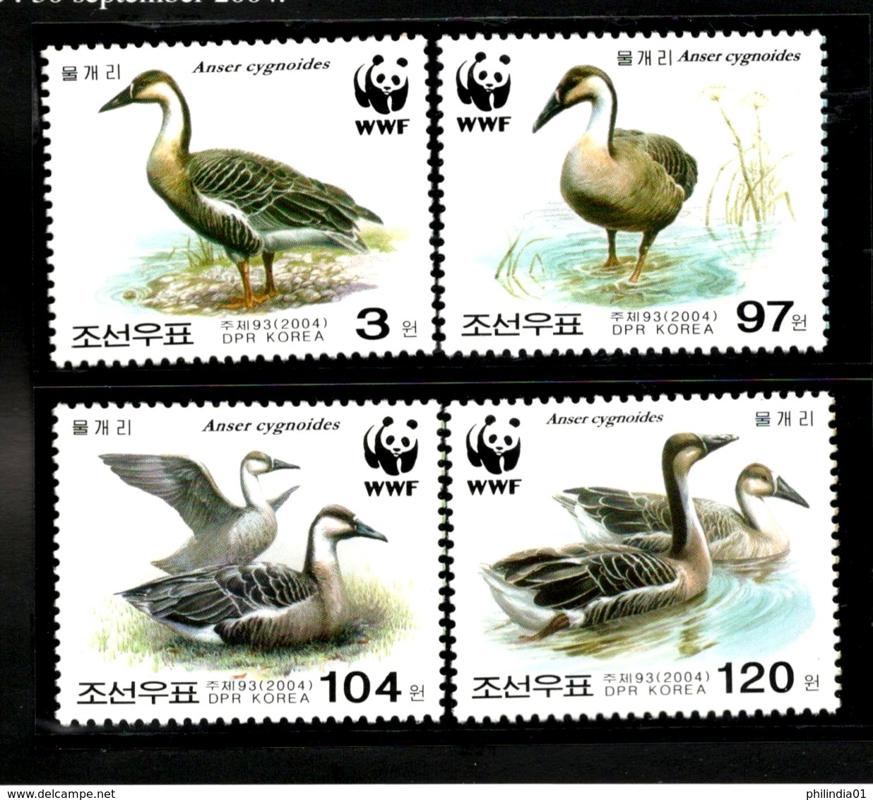 Korea 2004 WWF Swan Goose Birds Wildlife Animals Sc 4399-4402 MNH # 349 - Unused Stamps