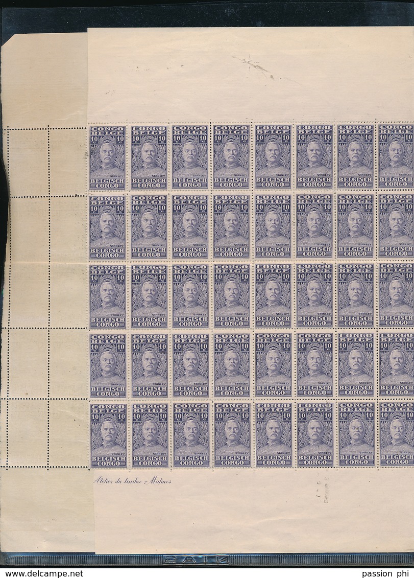 BELGIAN CONGO STANLEY COB 136 LARGE FRAGMENT OF SHEET  (TWO COLUMNS MISSING) MNH - Ungebraucht