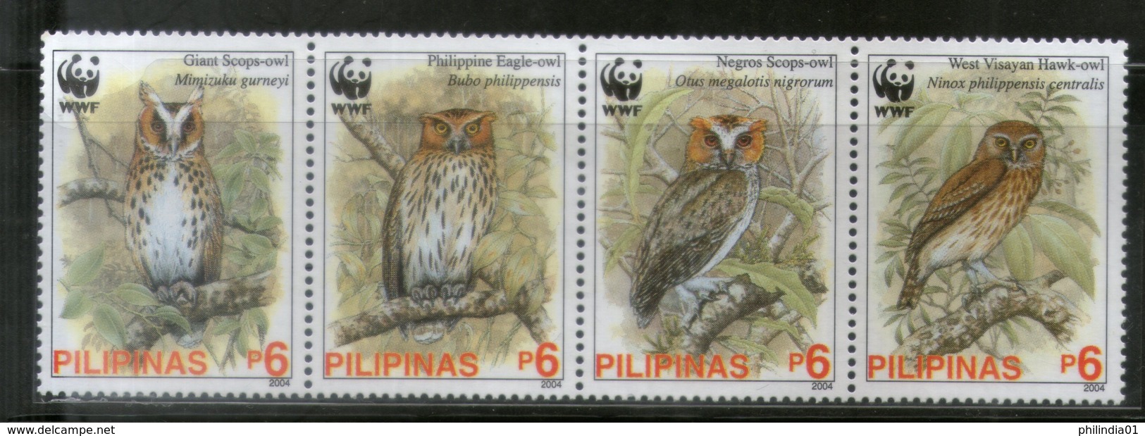 Philippines 2004 WWF Owls Birds Of Prey Wildlife Animals Fauna Sc 2946-9 MNH 357 - Unused Stamps