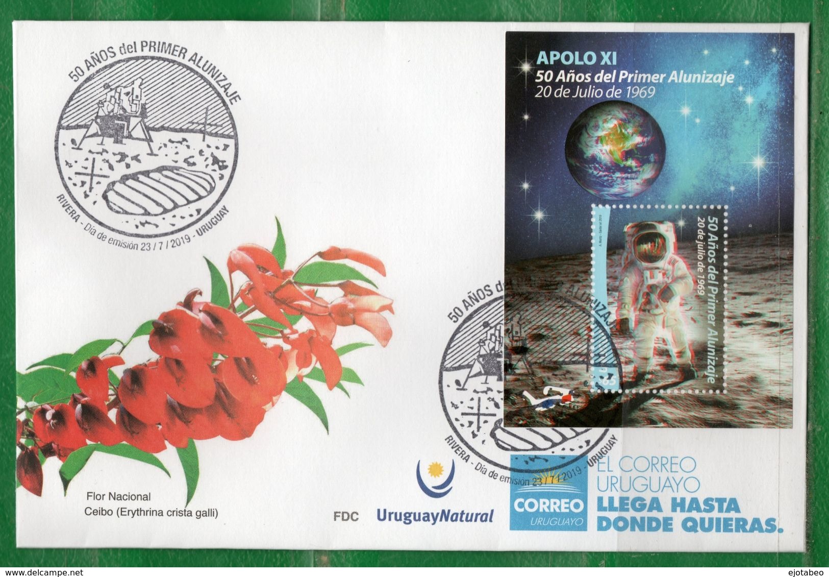 URUGUAY 2019- En FDC -50a. Del 1º Alunizaje TT: Espacio,Estrellas,Lentes,Planetas En FDC - América Del Sur