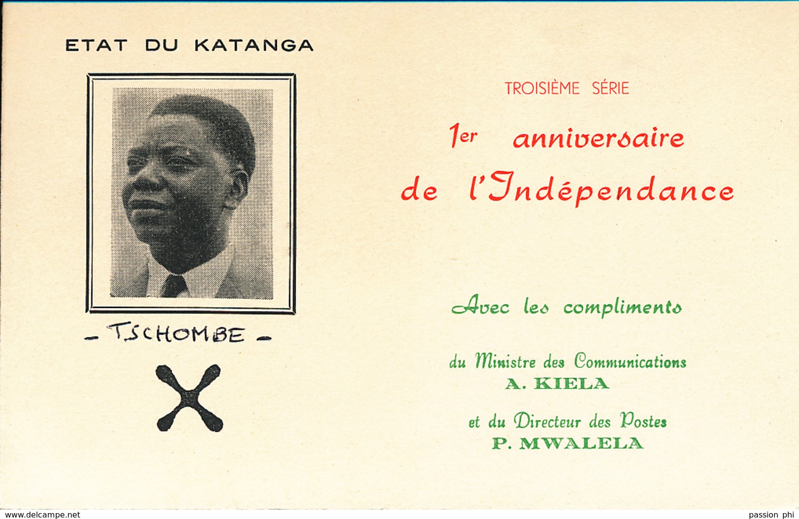 KATANGA COB 66/68 IMPERFORATED STUCK ON A FOLDER - Katanga