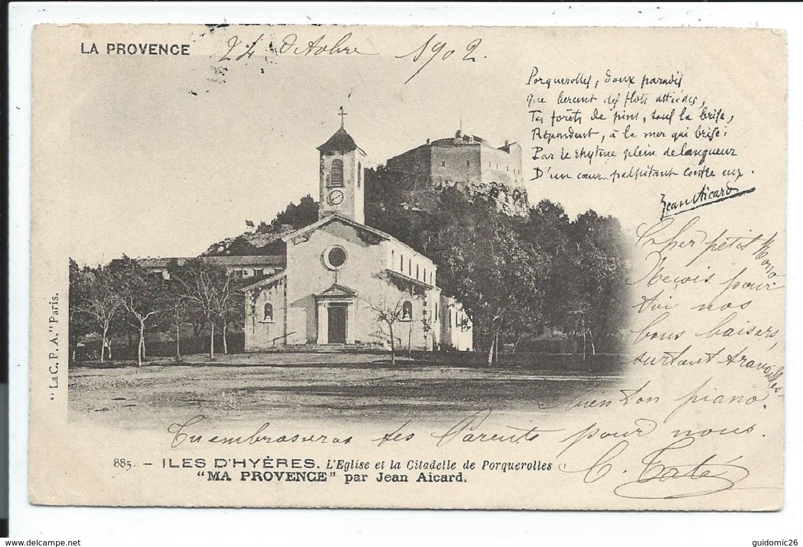 Iles D'hyeres L'eglise Et La Citadelle,poeme De Jean Aicard "ma Provence" - Hyeres