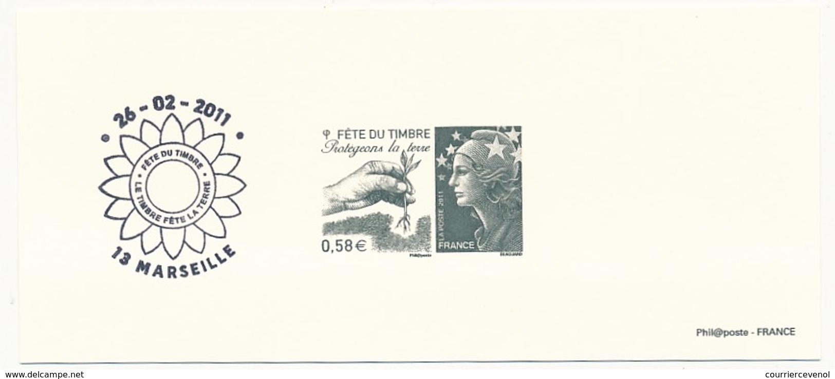 FRANCE - Gravure Du Timbre  "Fête Du Timbre" Protégeons La Terre (Marianne Beaujard) Avec Cachet Marseille - Luxeproeven