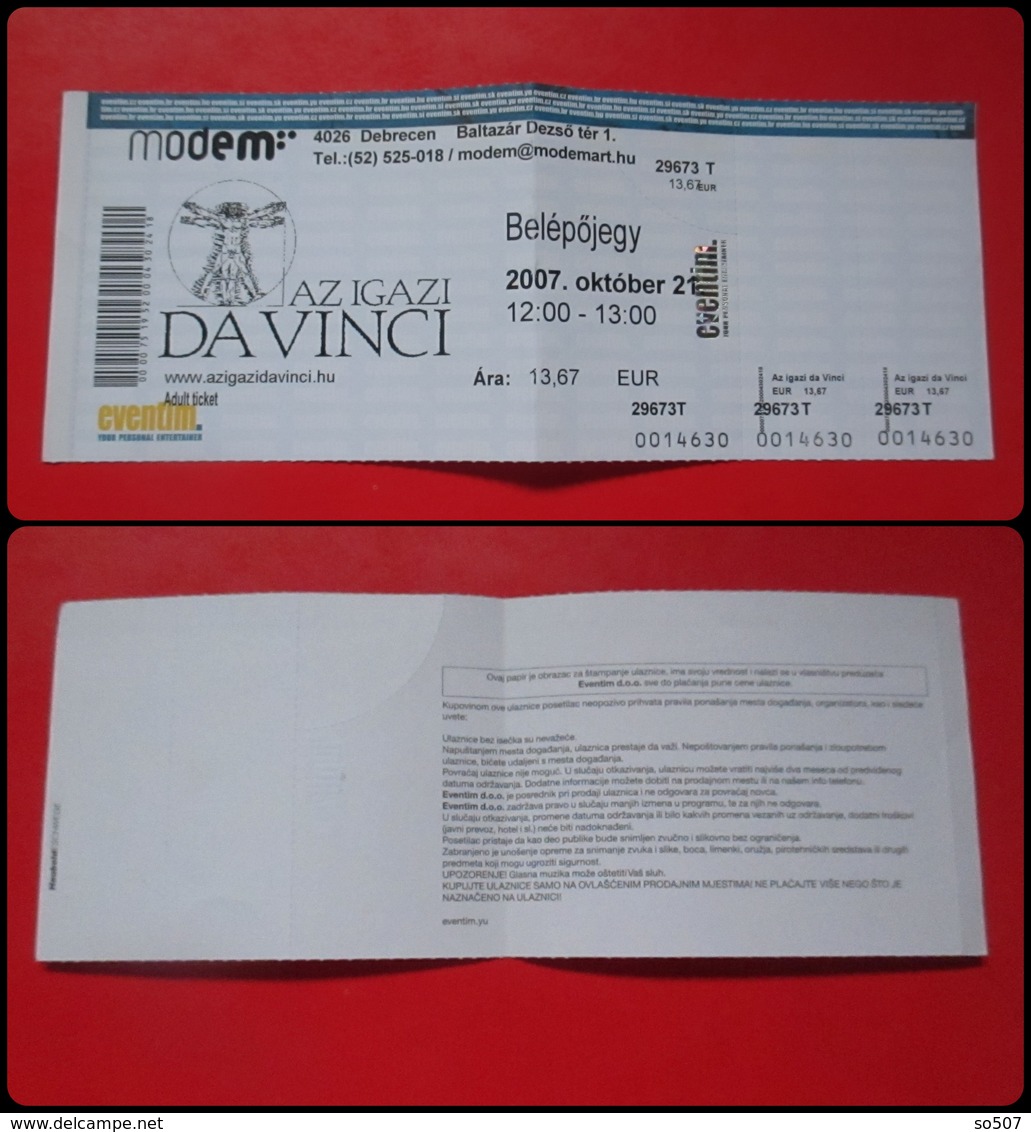 X2-Ticket- Az Igazi Da Vinci Debrecen /The Real Da Vinci Debrecen Hungary - Tickets D'entrée