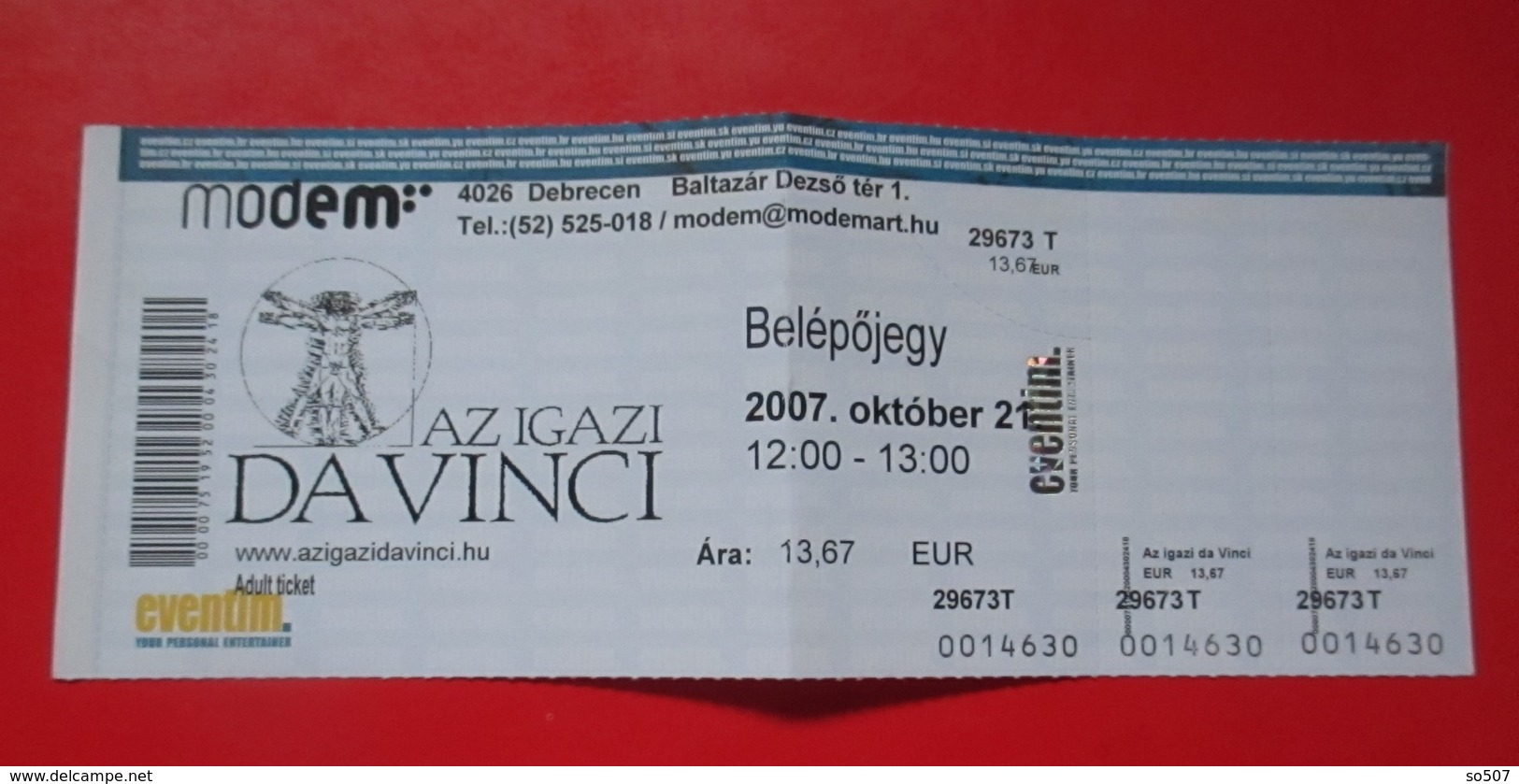 X2-Ticket- Az Igazi Da Vinci Debrecen /The Real Da Vinci Debrecen Hungary - Tickets D'entrée