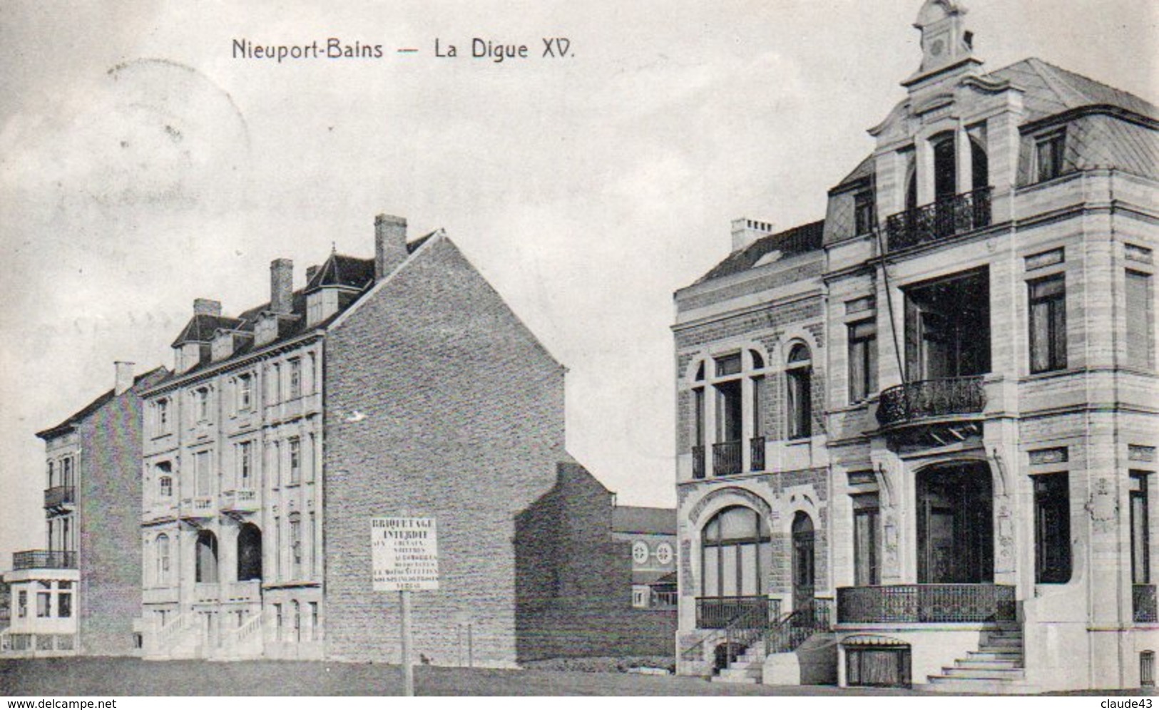 Nieuport-bains  La Digue XV  Circulé En 1908 - Nieuwpoort