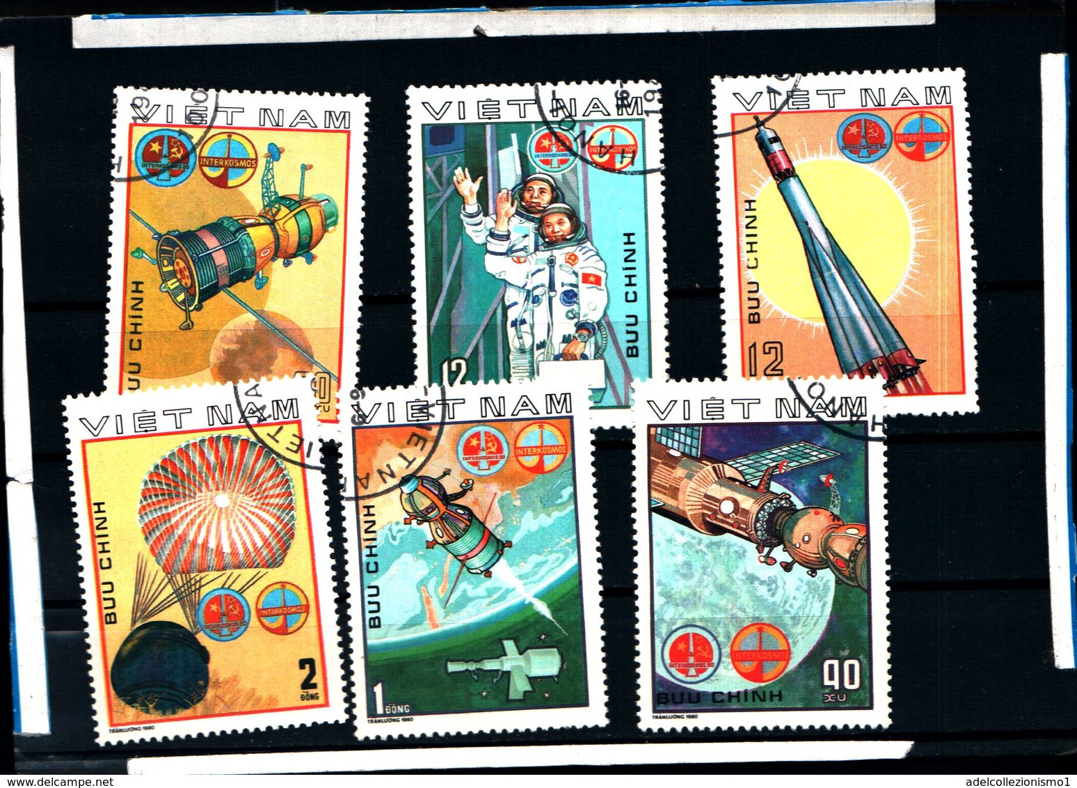 6427b)  Vietnam E Sovietica Space Exploration Volo-Congiunto  1980  -SERIE  -USATA - Vietnam