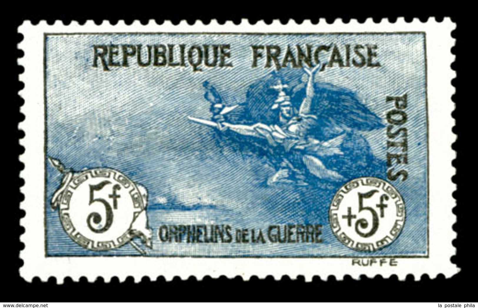 N°155, Orphelins, 5F +5F Noir Et Bleu, Très Bon Centrage, Frais, TTB (certificat)  Qualité: *  Cote: 2625 Euros - Unused Stamps