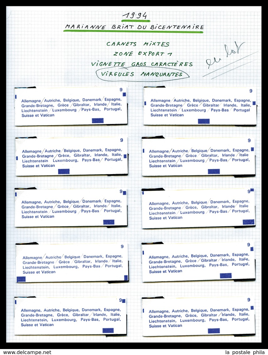 N°1506, 10 Carnet Mixtes Avec Virgules Absentes Au Verso De La Couv. TB  Qualité: **  Cote: 600 Euros - Booklets