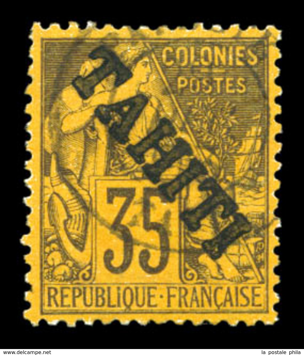 N°16, 35c Violet-noir Sur Jaune Surchargé 'TAHITI' (tirage 150 Exemplaires), Très Bon Centrage. SUP. R. (signé Calves/ce - Gebraucht