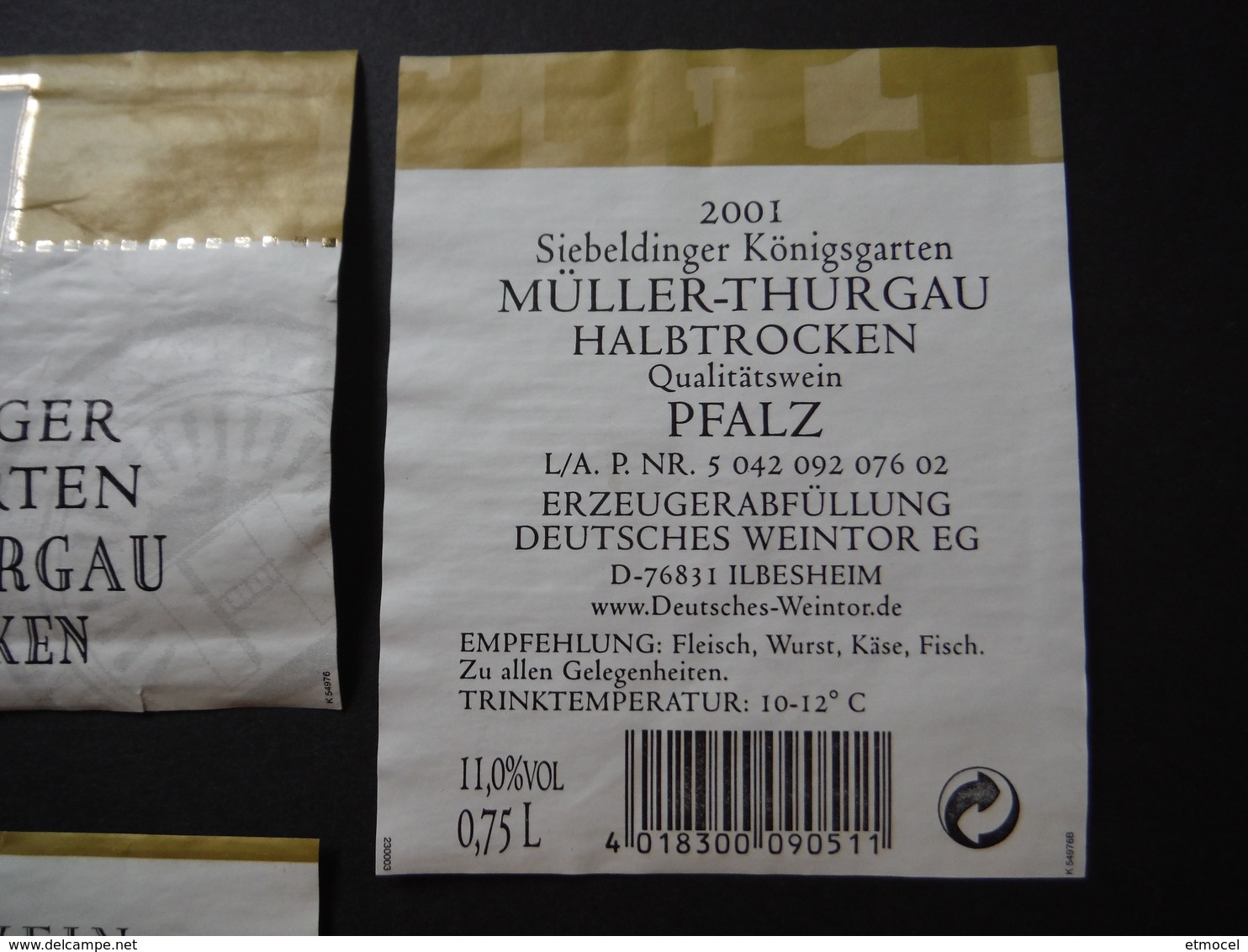 Pfalz Siebeldingen Königsgarten Müller Thurgau 2001 - Deutsche Weintor EG Ilbesheim - Deutschland - Otros & Sin Clasificación