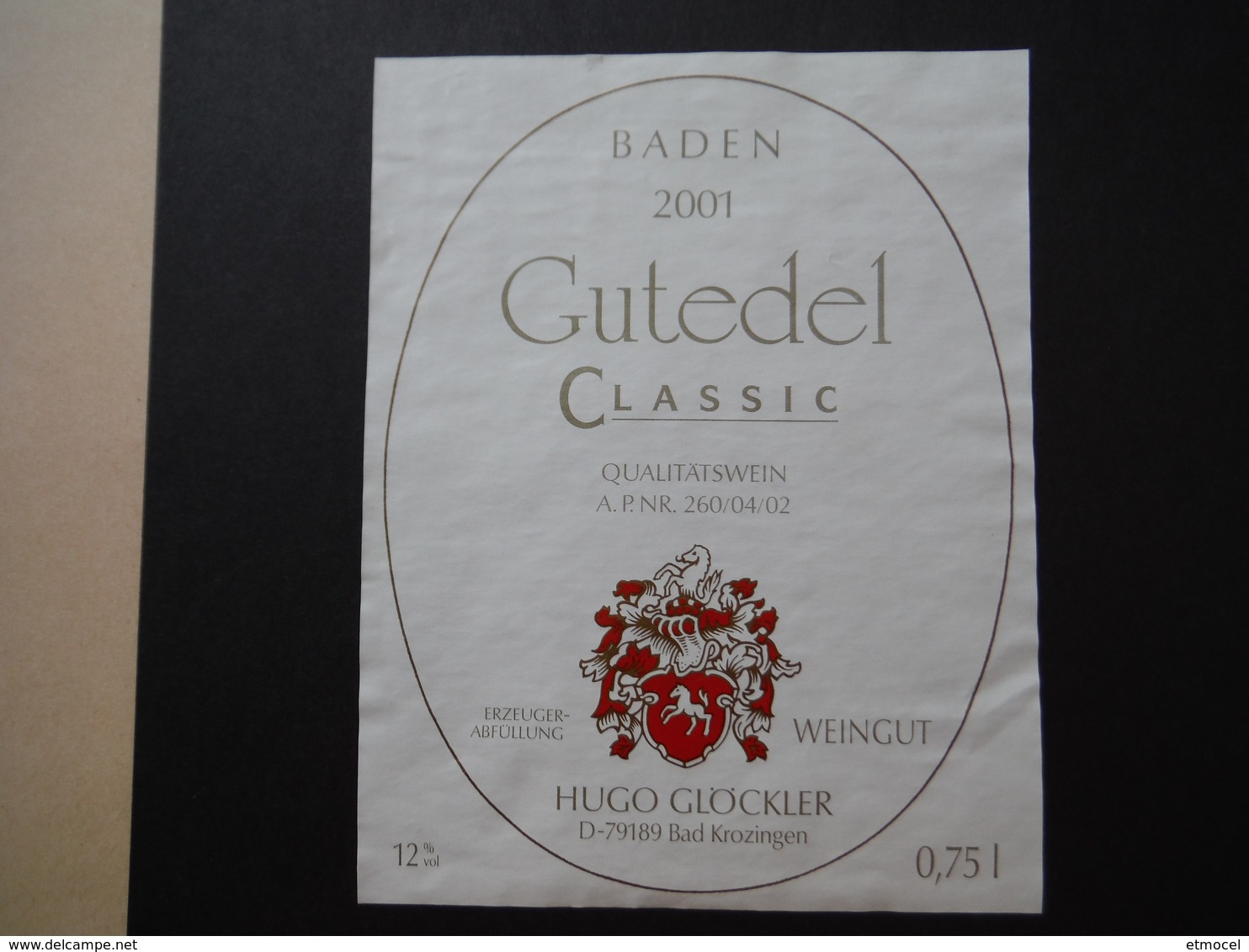 Baden Gutedel 2001- Hugo Glöckler Bad Krozingen - Deutschland - Sonstige & Ohne Zuordnung