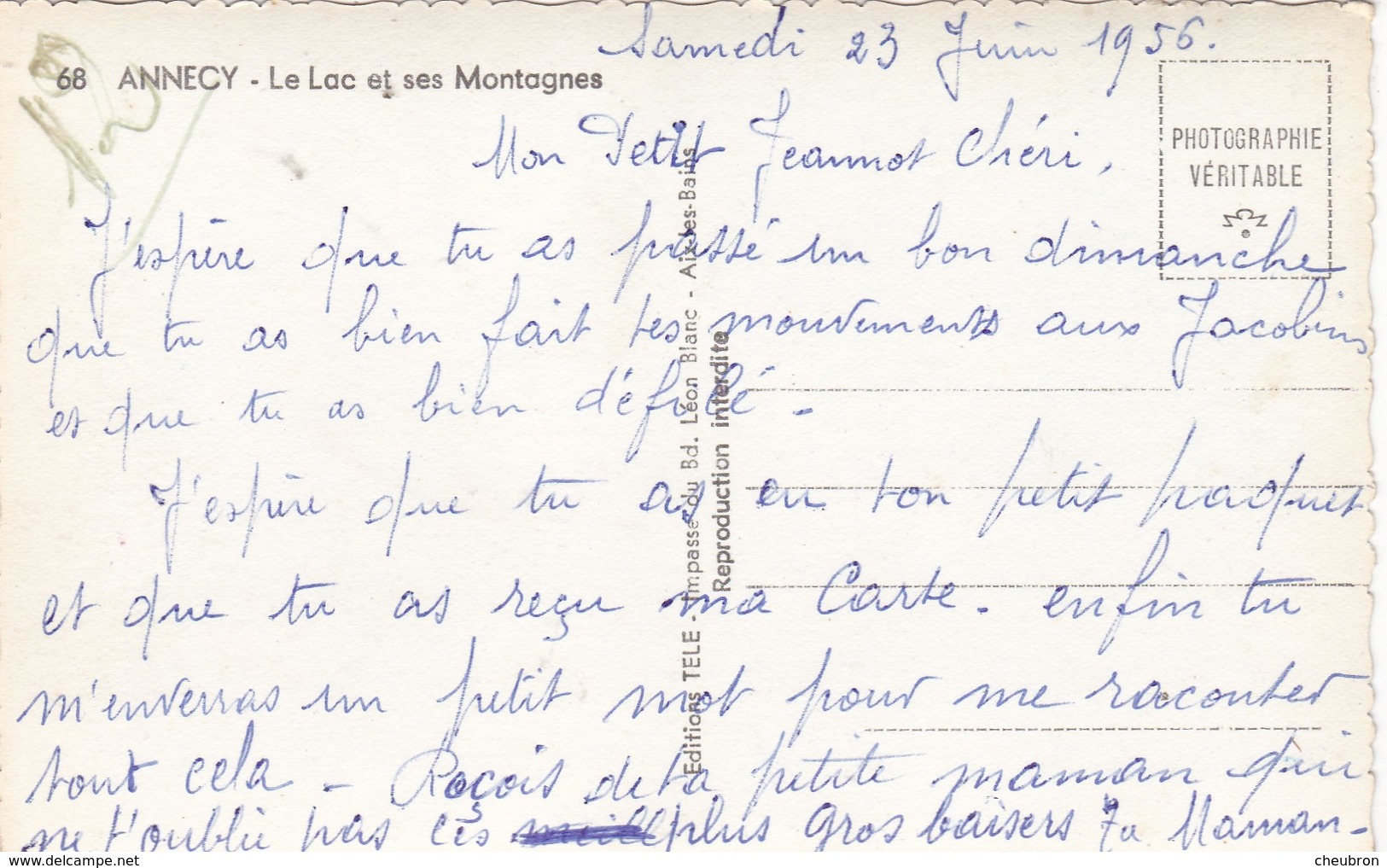 74. ANNECY. LE LAC ET SES MONTAGNES. VOILIERS ET PÉDALOS. ANNEE 1956 +TEXTE - Otros & Sin Clasificación