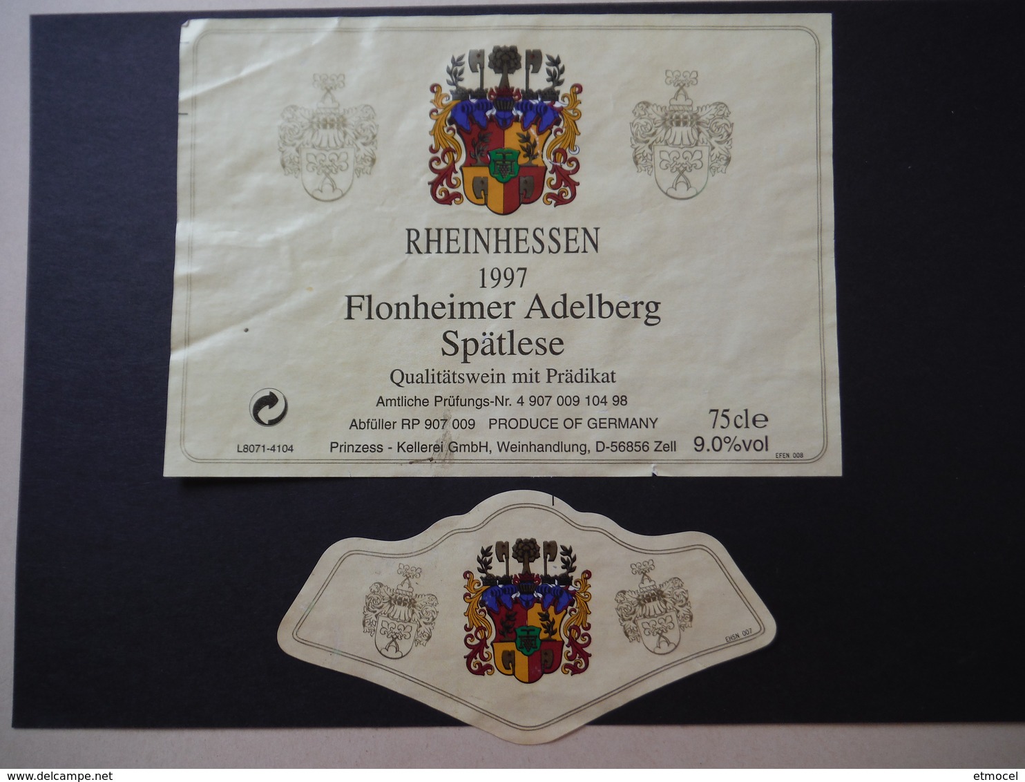 Rheinhessen Flonheimer Adelberg Spätlese 1997 - Prinzess Kellerei Zell - Deutschland - Other & Unclassified