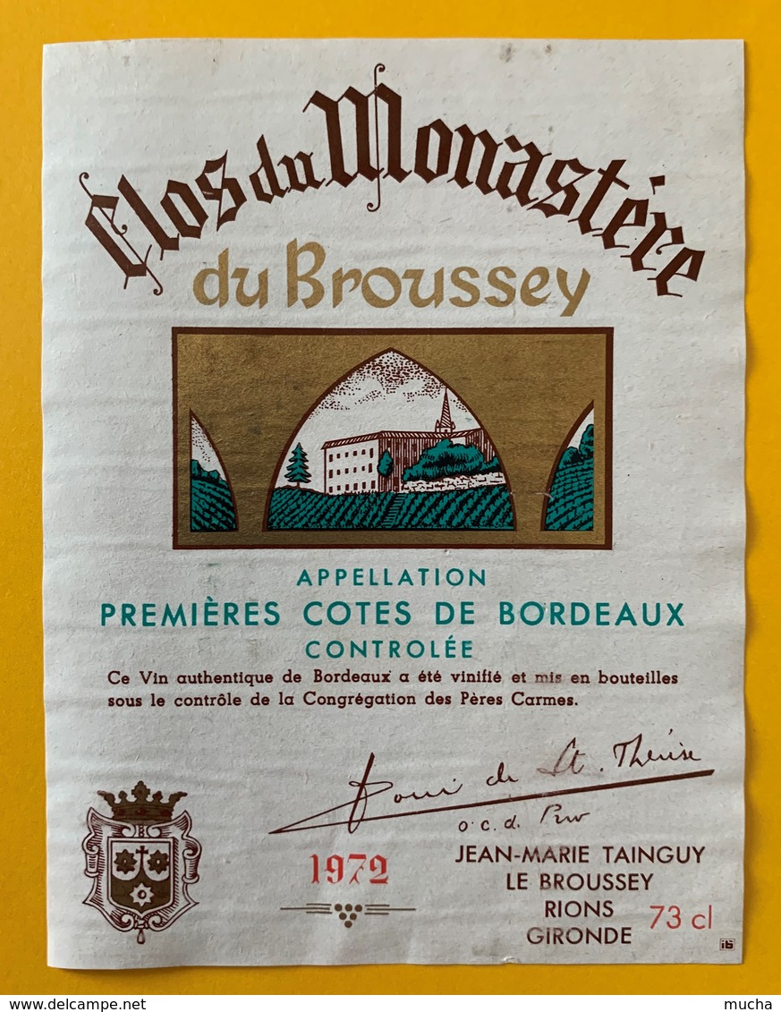 11215 - Clos Du Monastère Du Broussey 1972 - Bordeaux