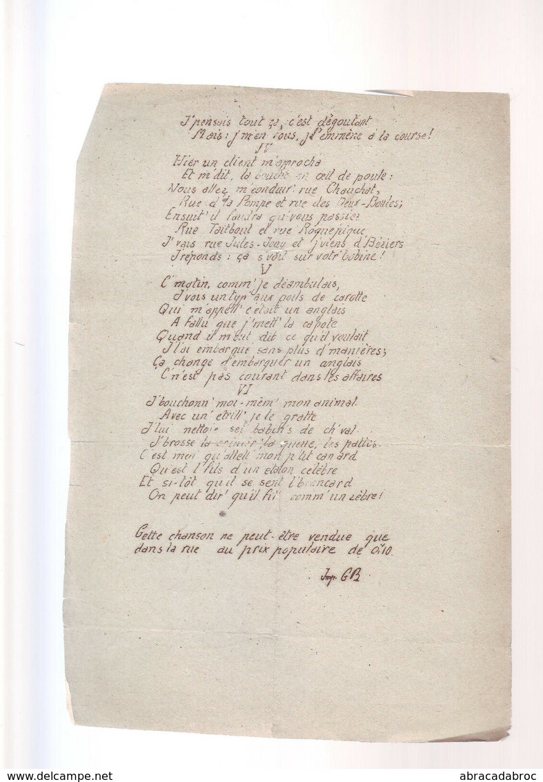 Texte Chanson Ancienne - LA FEMME COCHER - Libri Di Canti