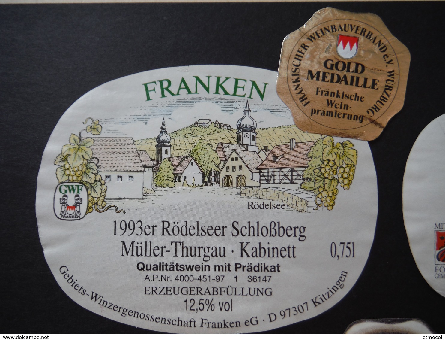 Franken Müller Thurgau Rödelser SchloBberg Kabinett 1993 - Gebiets Winzergenossenschaft Franken Kitzingen - Deutschland - Sonstige & Ohne Zuordnung