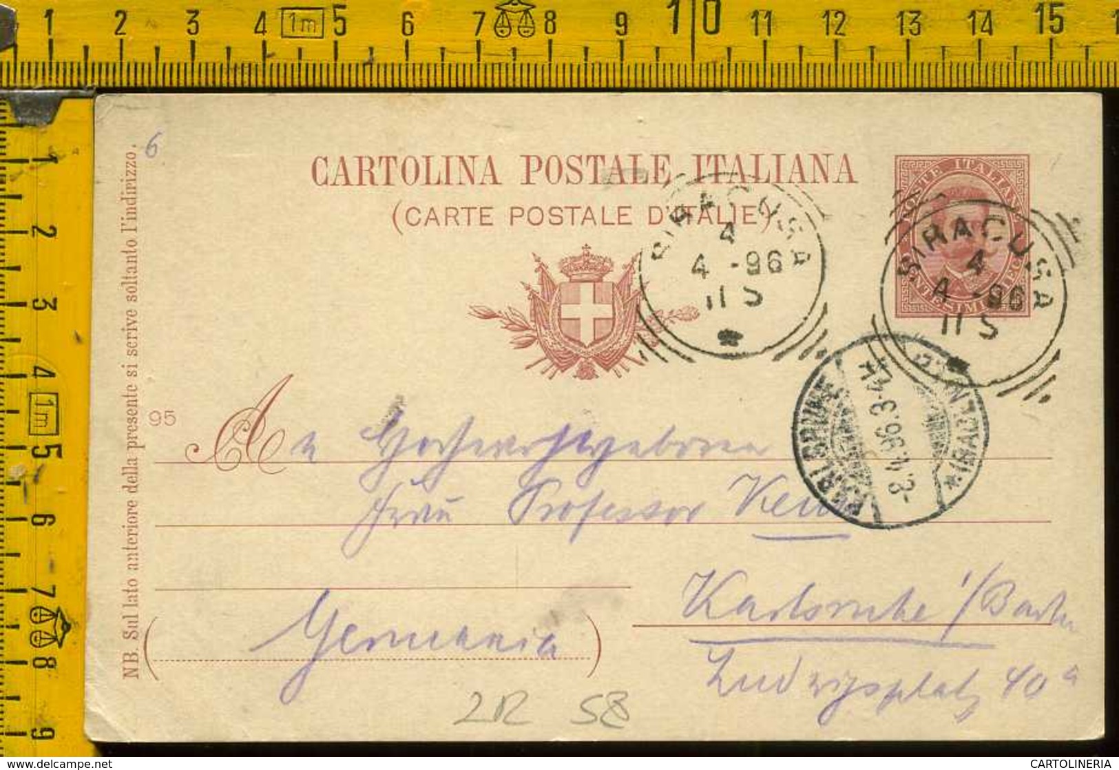 Regno Cartolina Intero Postale Siracusa Per L' Estero Germania - Storia Postale