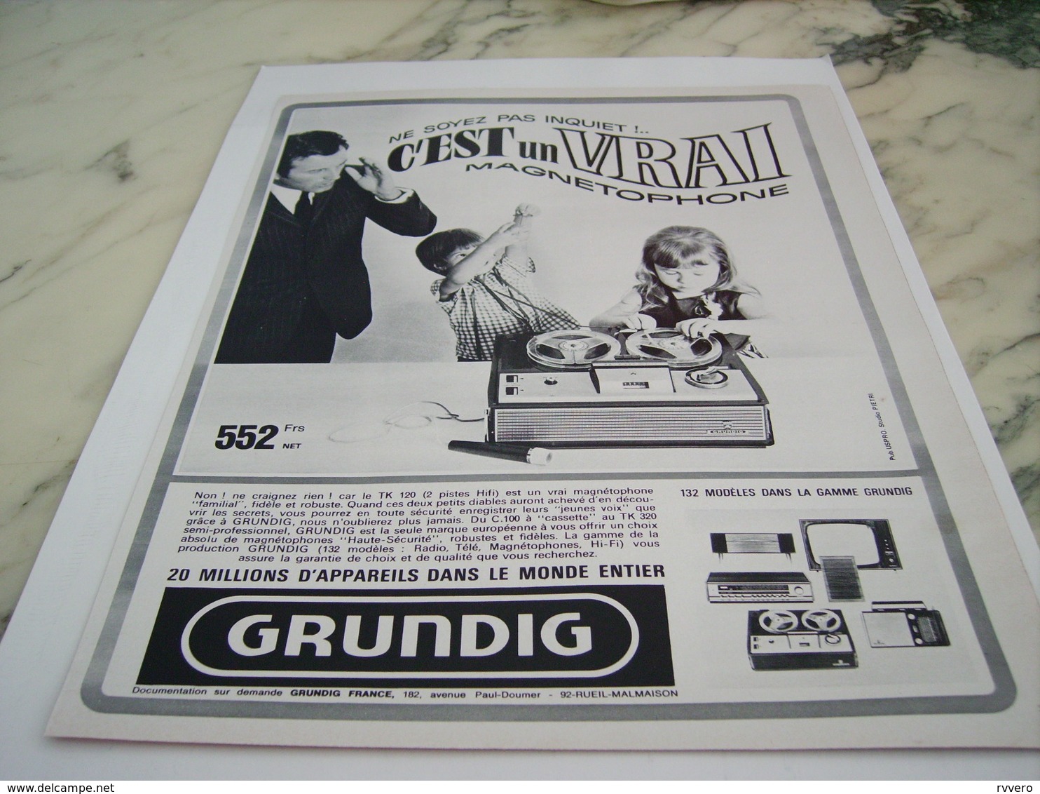 ANCIENNE PUBLICITE UN VRAI MAGNETOPHONE  GRUNDIG 1967 - Autres & Non Classés