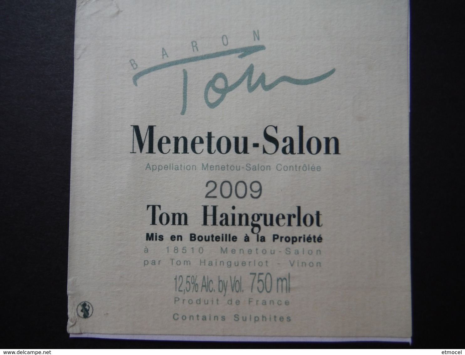 Menetou Salon 2009 - Tom Hainguerlot - Vinon - Altri & Non Classificati