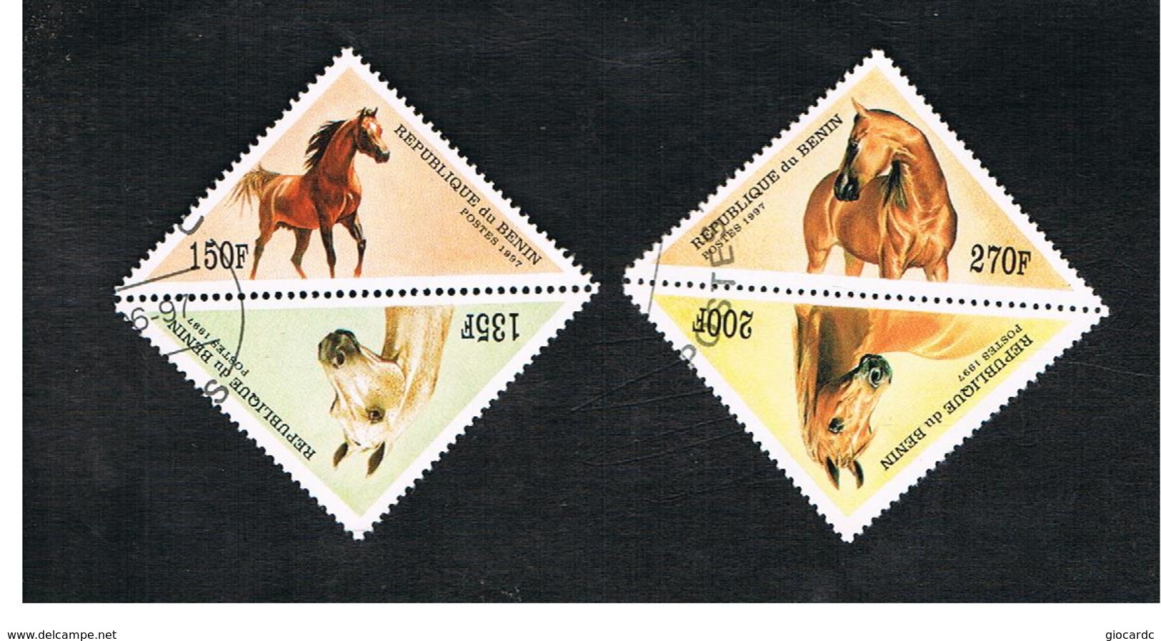 BENIN  - SG 1624.1627  - 1997  HORSES (4 DIFFERENT: 2 + 2 SE-TENANT)  - USED ° - Benin – Dahomey (1960-...)