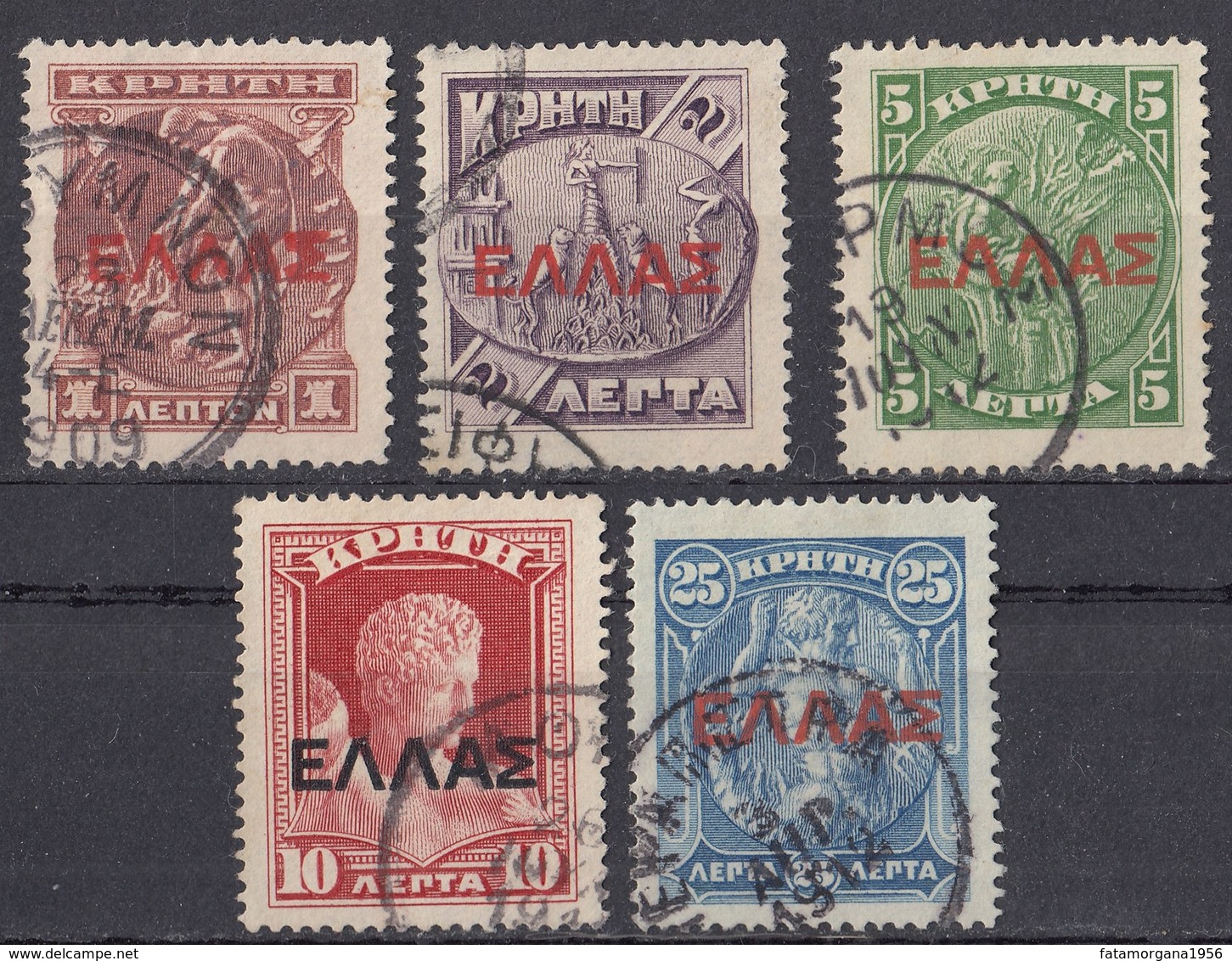 CRETA - 1910/1911 -  Lotto Di 5 Valori Usati: Yvert 76/79 E 81. - Crete