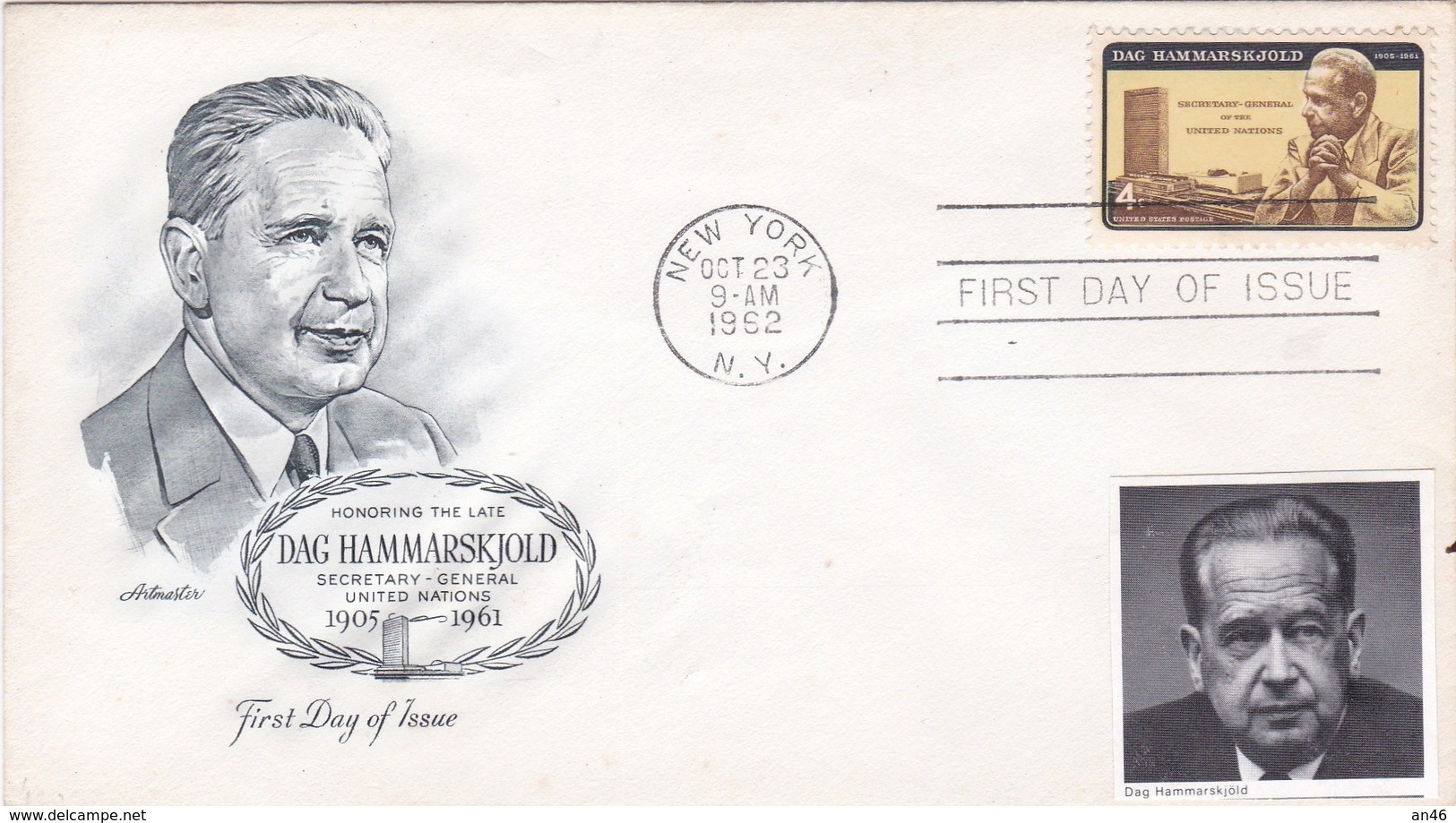 DAG HAMMARSKJOLD 1° GIORNO EMISSIONE 23 OCTOB 1962 AUTENTICA 100% - Correo Postal