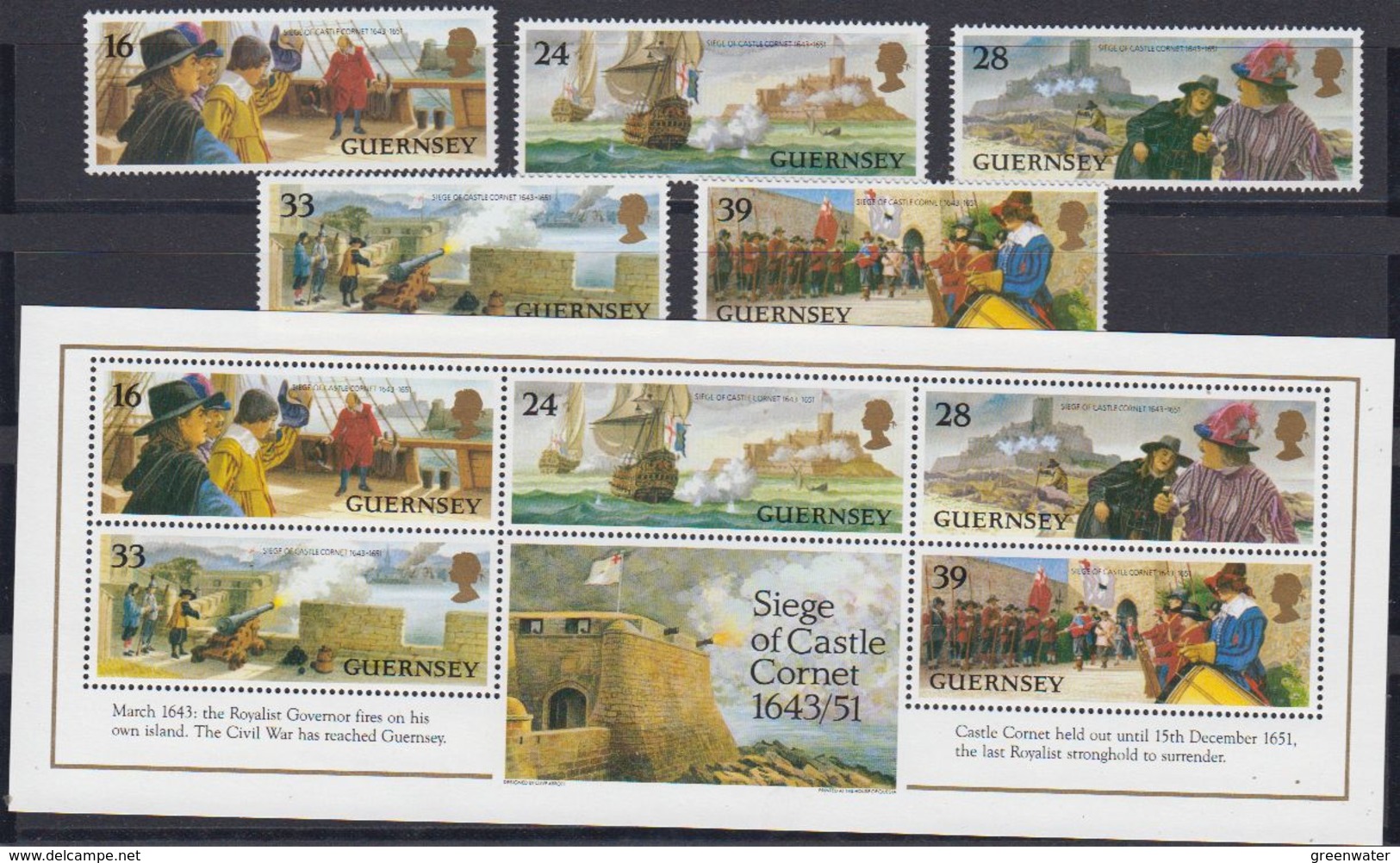 Guernsey 1993 Castle Cornet 5v + M/s ** Mnh (44032) - Guernsey