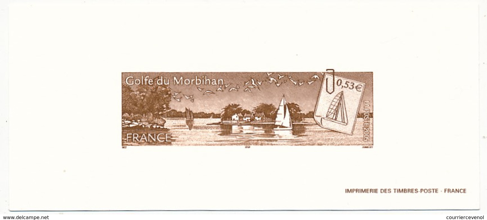 FRANCE - Gravure Du Timbre 0,53E Golfe Du Morbihan - Pruebas De Lujo