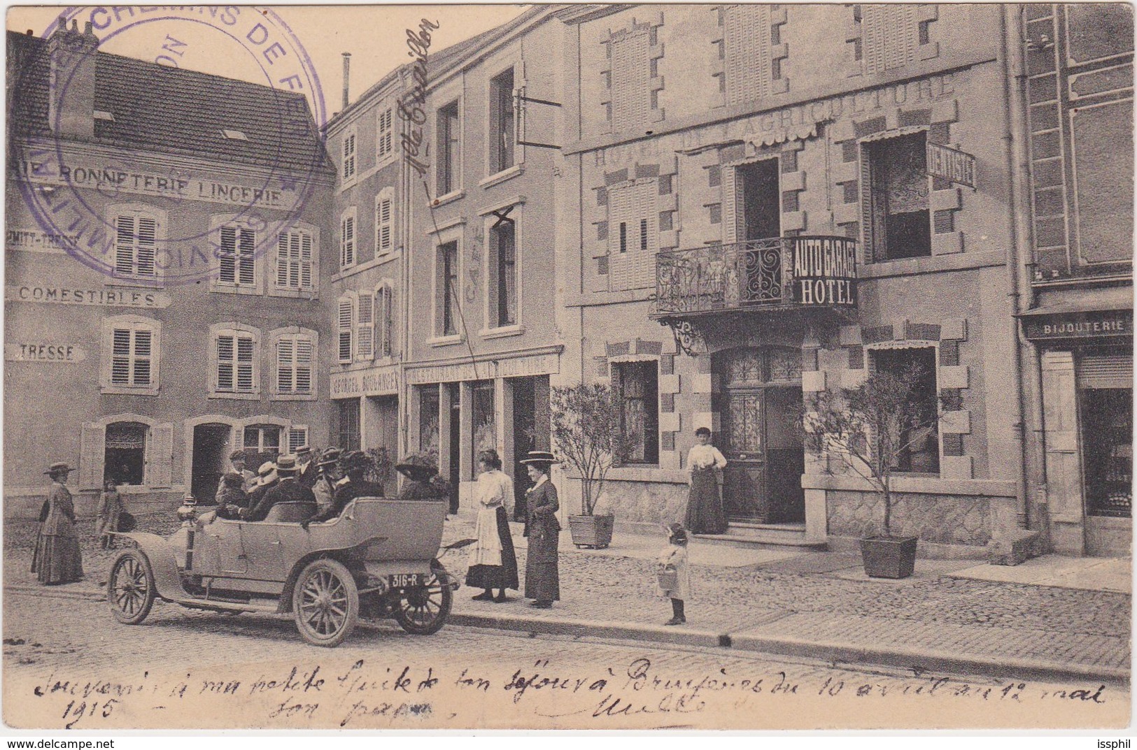 Hôtel De L'Agriculture - Pension De Famille Bruyères En Vosges "Cachet Service Militaire Des Chemins De Fer" - Bruyeres