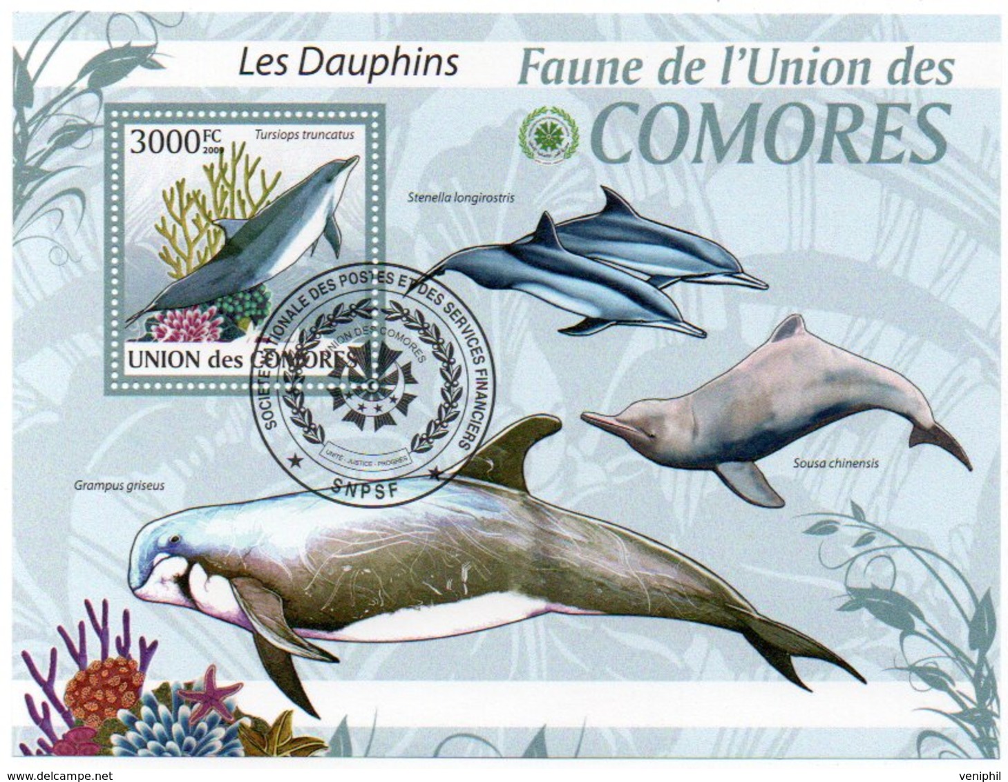 COMORES - BLOC FEUILLET "DAUPHINS" N°198  OBLITERE - ANNEE 2009 - TB - Comores (1975-...)