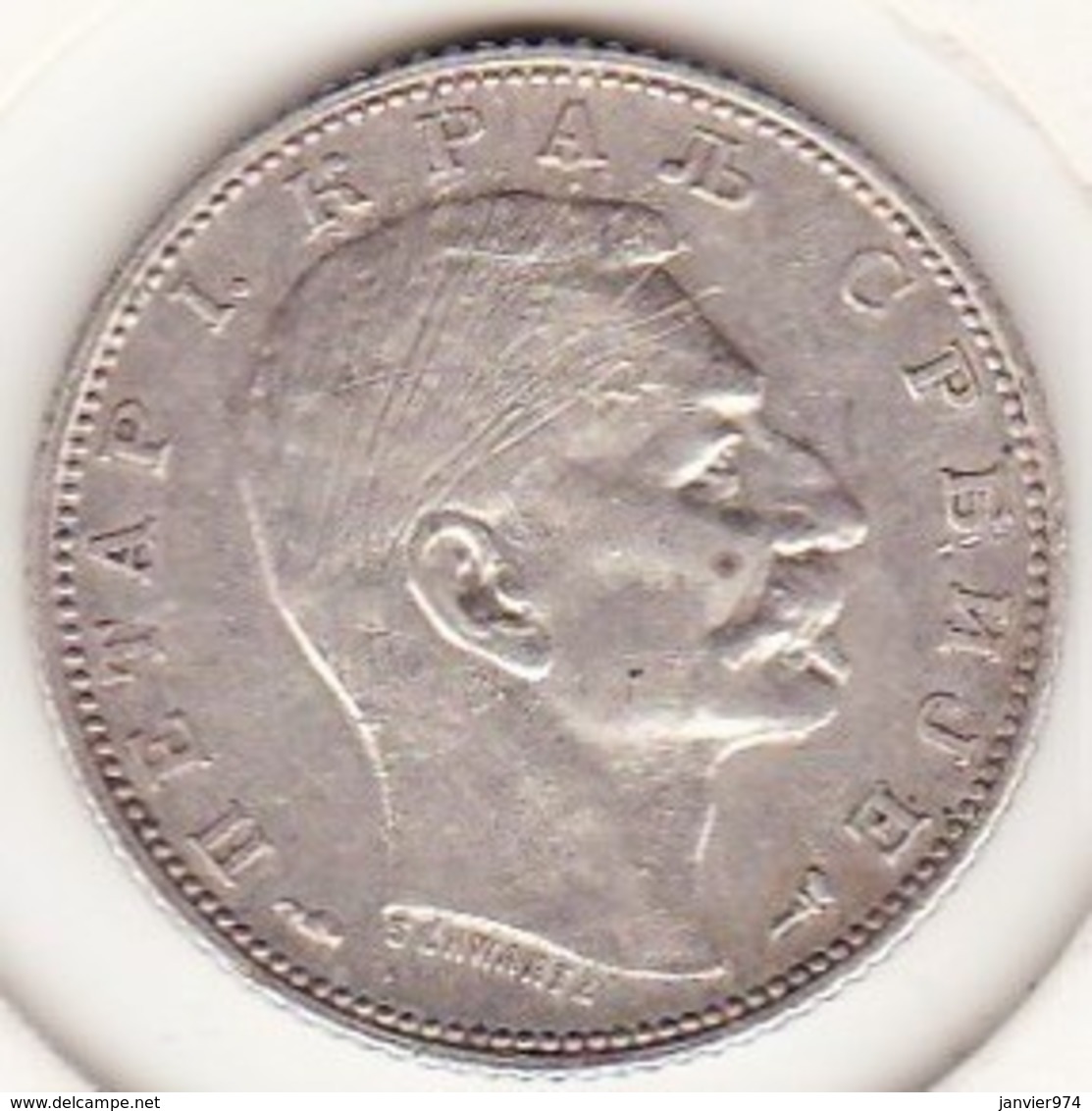 Serbie . 1 Dinar 1915. Peter I , En Argent . KM# 25.1 - Serbie