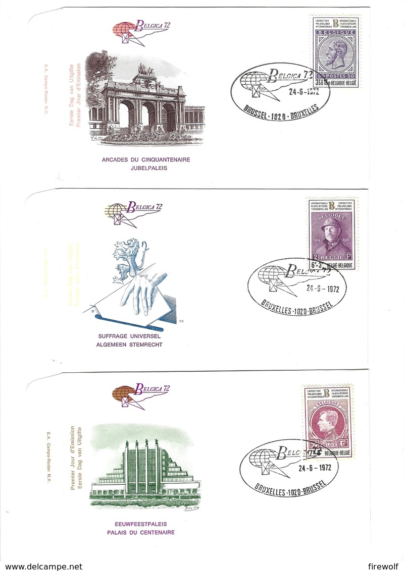 B16 - Belgium - 1972 - FDC Set - Belgica 72 - Royalty / Belgian Kings - 1971-1980