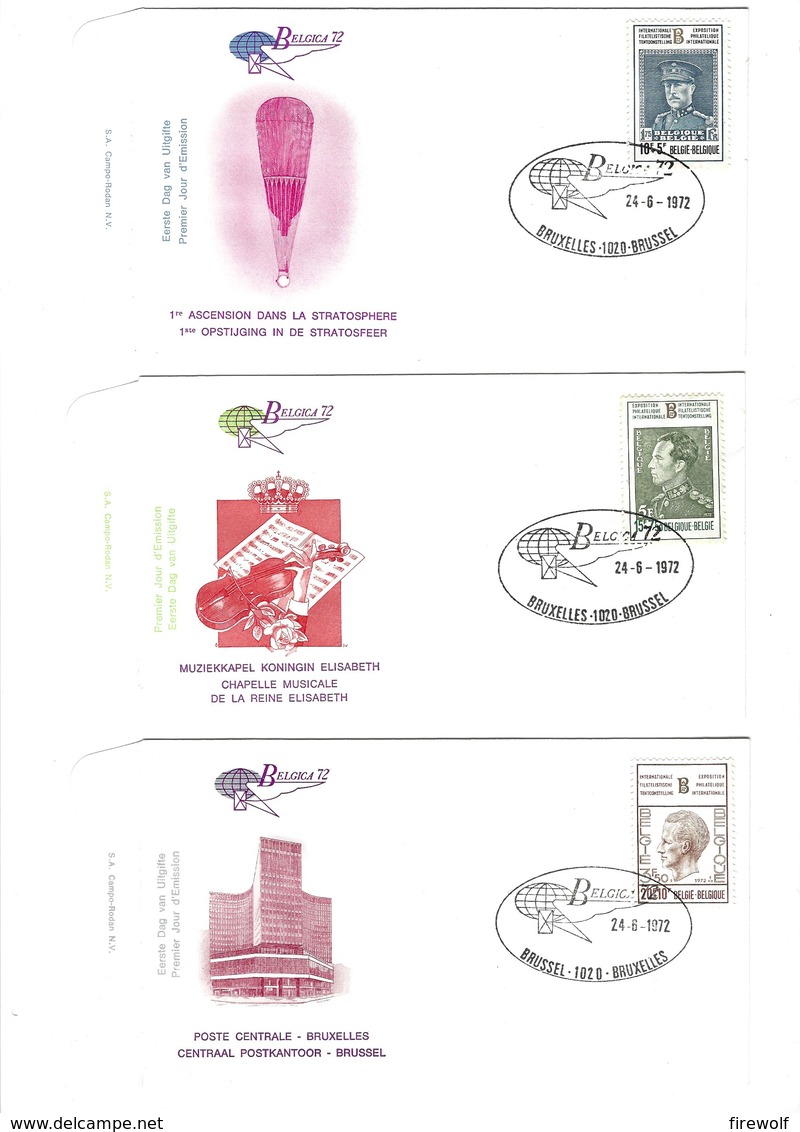 B16 - Belgium - 1972 - FDC Set - Belgica 72 - Royalty / Belgian Kings - 1971-1980