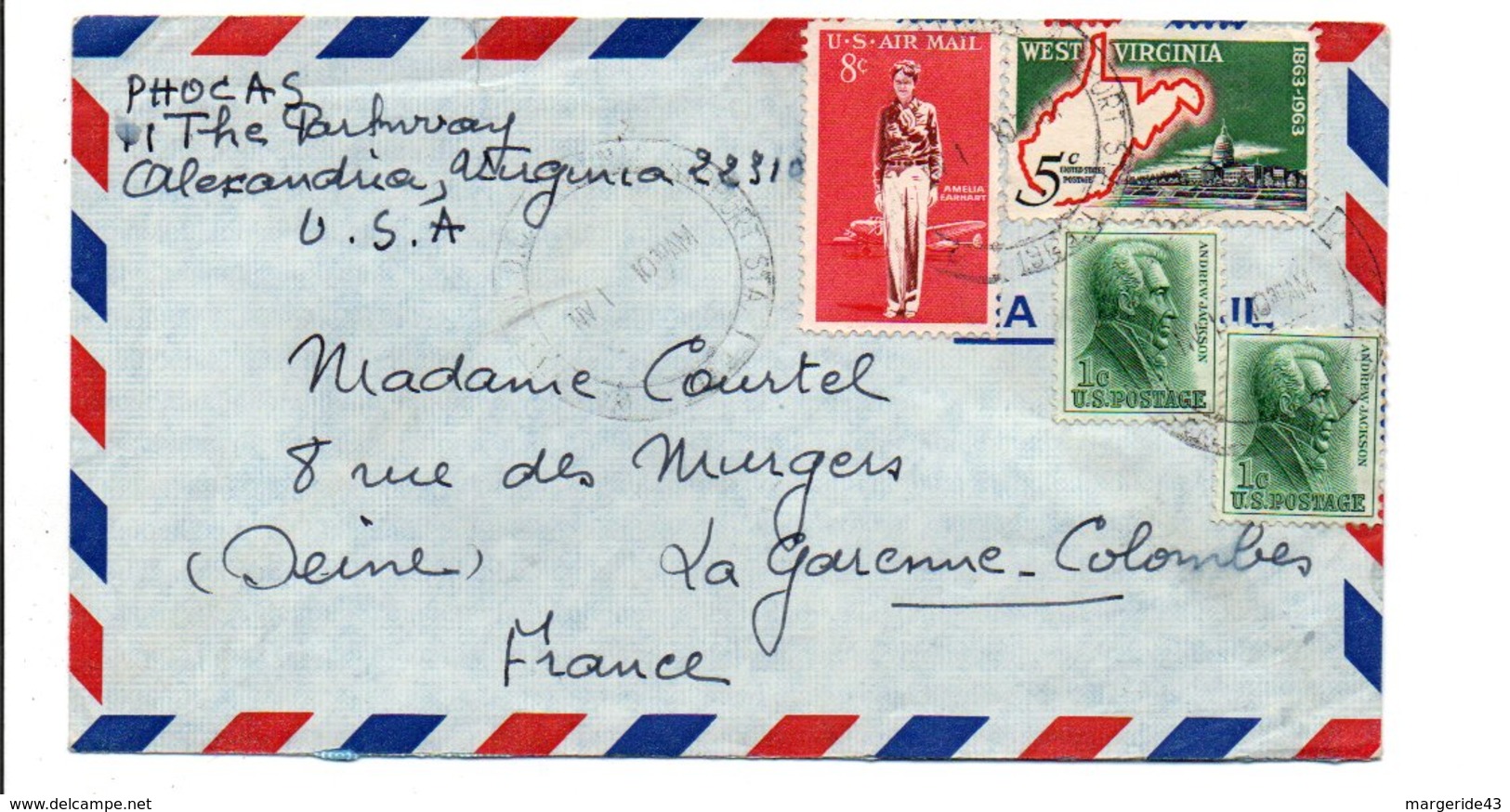 USA LETTRE POUR LA FRANCE 1963 - Otros & Sin Clasificación